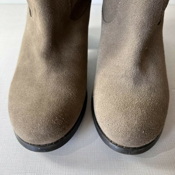 Steve Madden Cole Booties Slouchy Suede Taupe Block Stacked Heel Womens Size 10M - Picture 5 of 8
